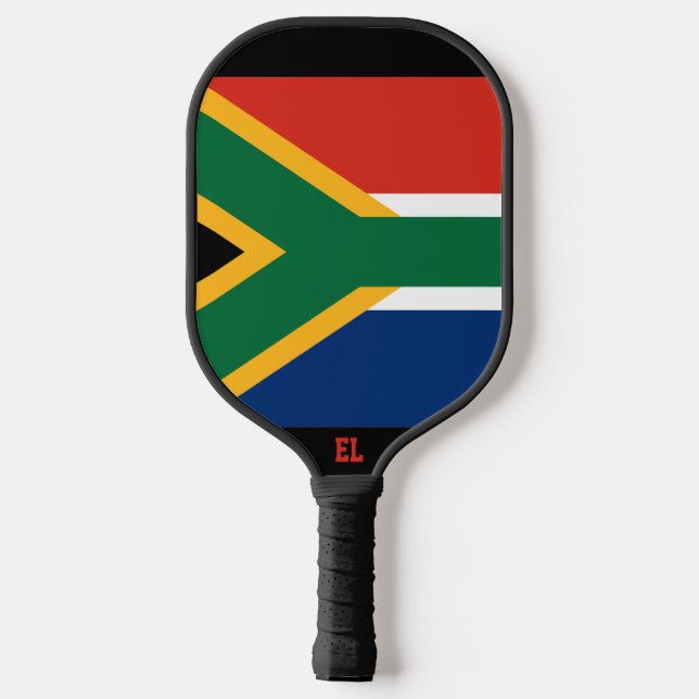 South African Flag with Initials Pickleball Paddle (Back)