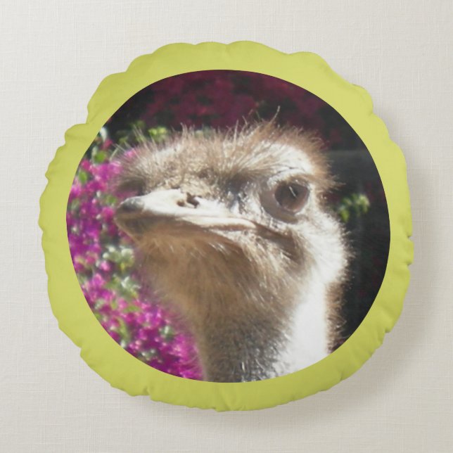 South African Ostrich Face Round Pillow (Front)