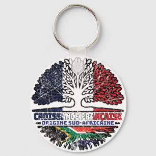 South African South Africa French France Tree Keychain