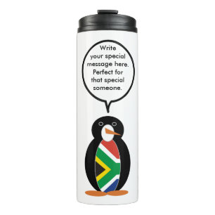 South African Talking Ms. Penguin Personalize Text Thermal Tumbler