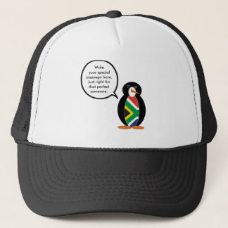 South African Talking Ms Penguin Personalized Text Trucker Hat