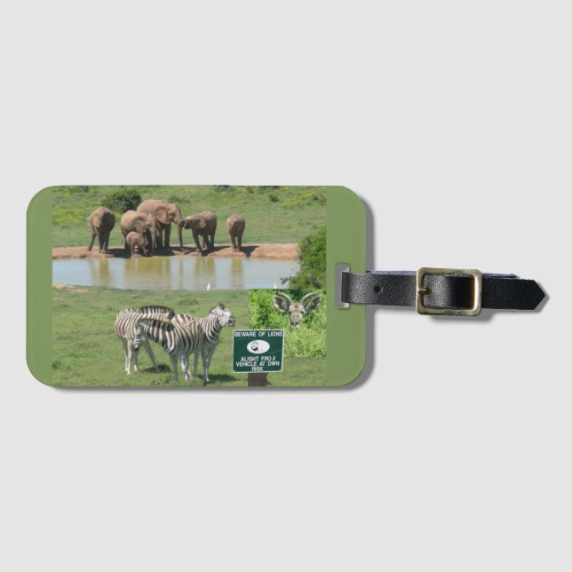 South African Zebras and Lions Luggage Tag (Front Horizontal)