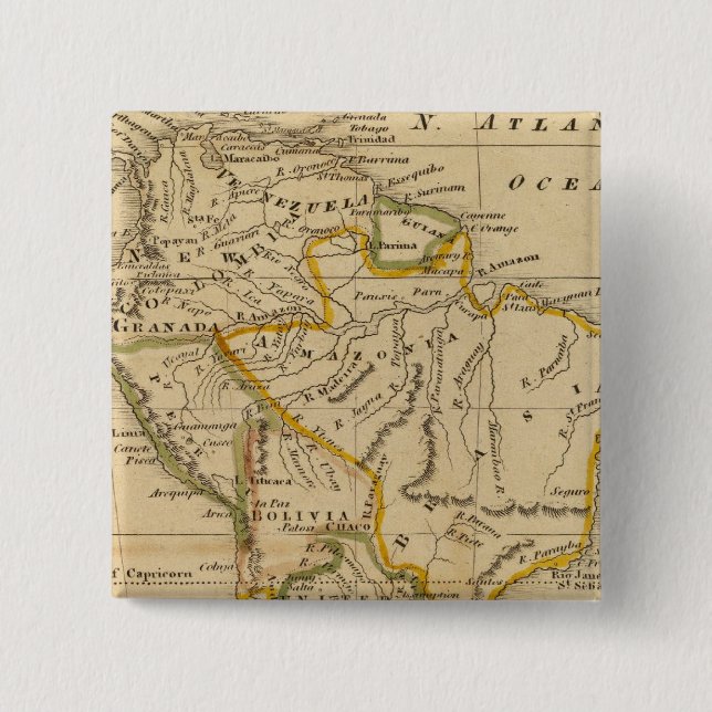 South America 11 2 Inch Square Button (Front)