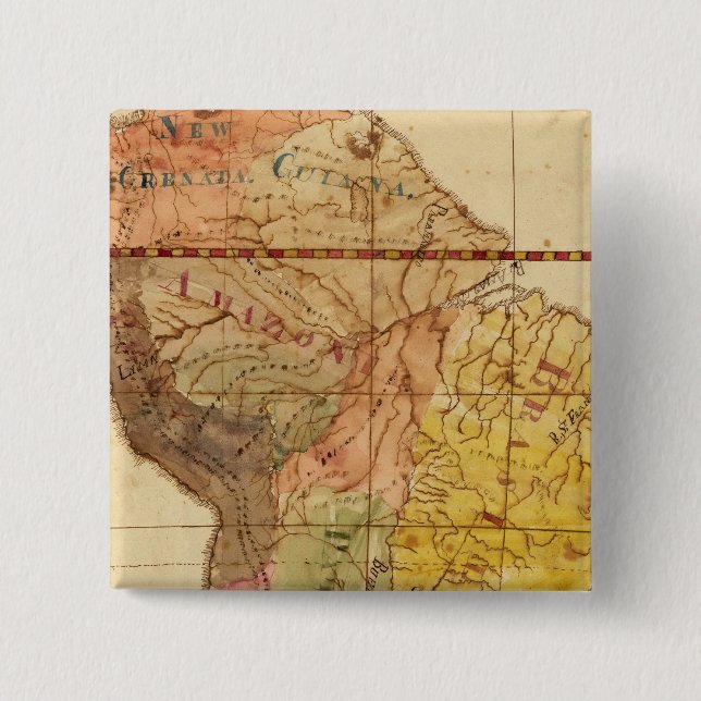 South America 15 2 Inch Square Button (Front)