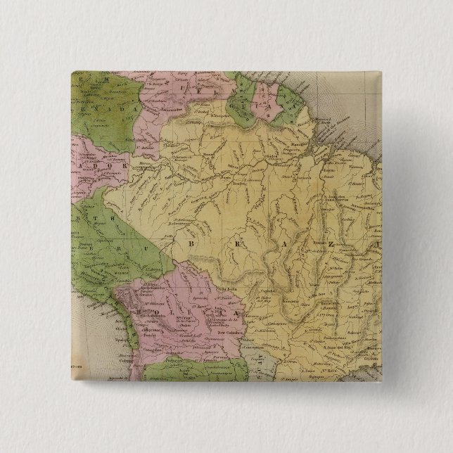 South America 22 2 Inch Square Button (Front)