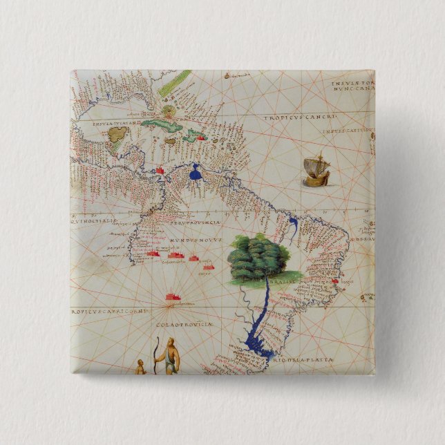 South America 2 Inch Square Button (Front)