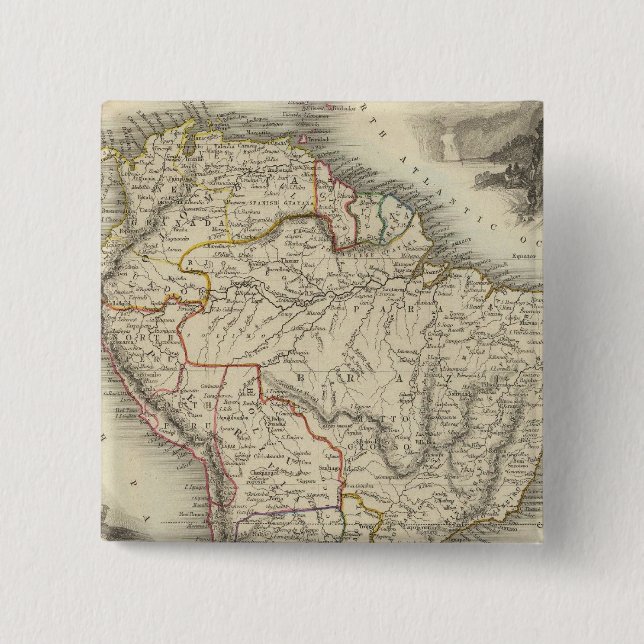 South America 35 2 Inch Square Button (Front)