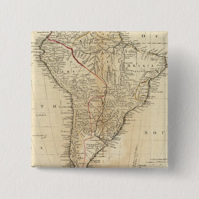 South America 38 2 Inch Square Button (Front)