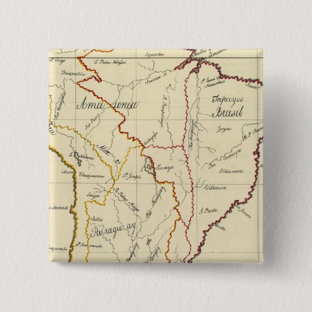 South America 9 2 Inch Square Button (Front)