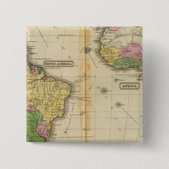 South America, Africa 2 Inch Square Button (Front)