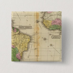 South America, Africa 2 Inch Square Button