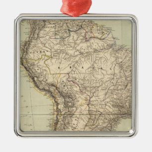 South America Atlas Map Metal Ornament