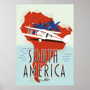 South America By Air travel poster