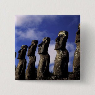 South America, Chile, Easter Island, Ahu Akiri. 2 Inch Square Button