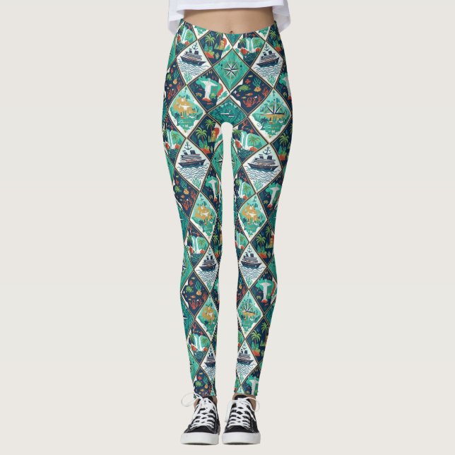 South America Cruise Coastal Adventure Design Leggings (Front)