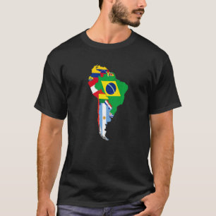 South America Flags Outline Silhouette Hispanic Co T-Shirt