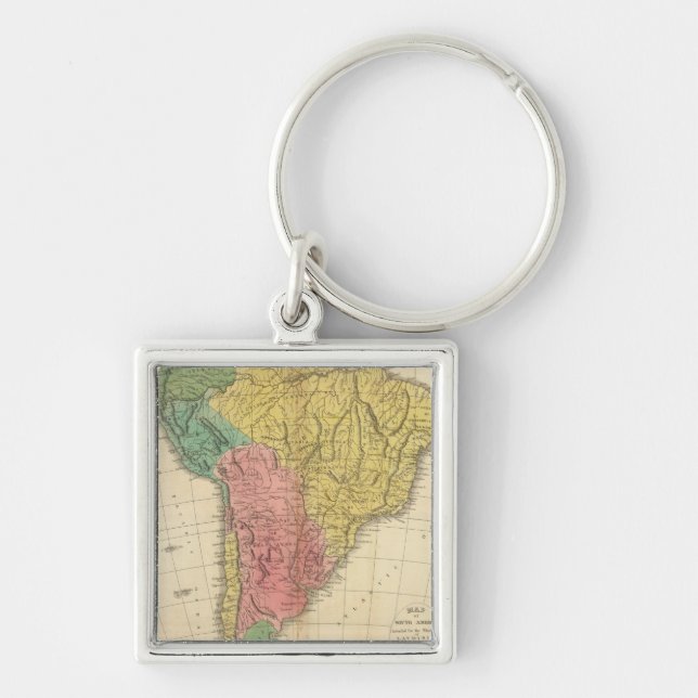 South America History Map Keychain (Front)