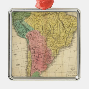 South America History Map Metal Ornament