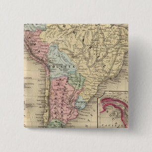 South America Map by Mitchell 2 Inch Square Button
