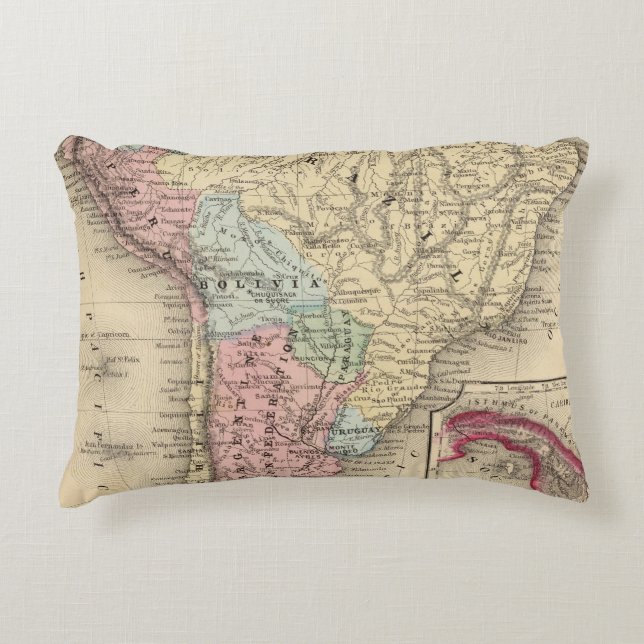 South America Map by Mitchell Decorative Pillow (Front)