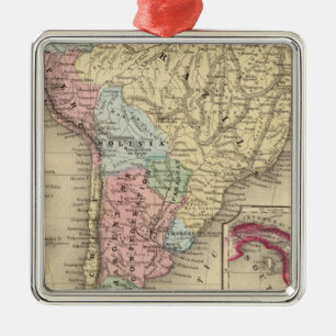 South America Map by Mitchell Metal Ornament