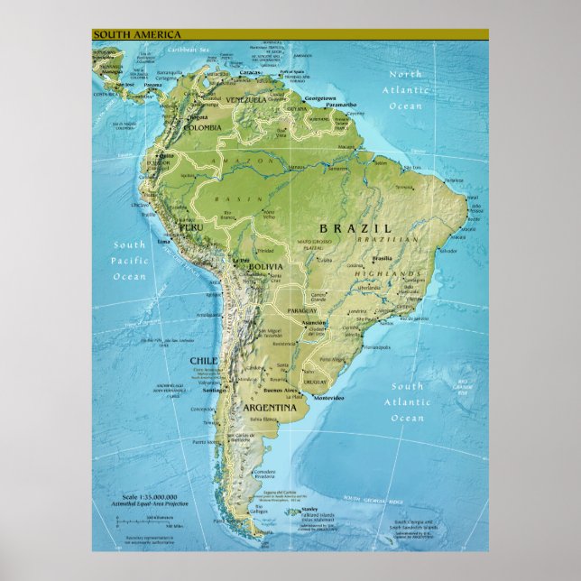 South America Map Poster (Front)