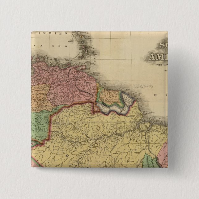 South America northern half 2 Inch Square Button (Front)