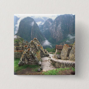 South America, Peru, Machu Picchu 2 Inch Square Button