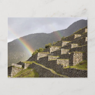 South America, Peru, Machu Picchu. Rainbows over Postcard