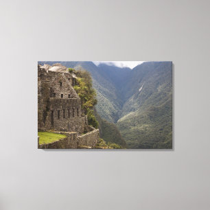 South America, Peru, Machu Picchu. Stone ruins Canvas Print