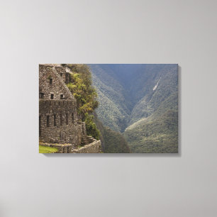 South America, Peru, Machu Picchu. Stone ruins Canvas Print