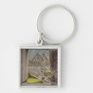 South America, Peru, Machu Picchu. Two tourists Keychain