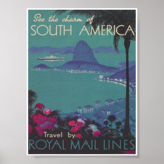 South America Vintage Travel Poster (Front)
