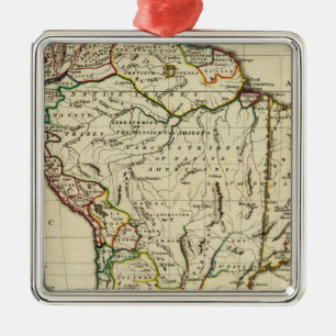 South America with boundaries outlined Metal Ornament