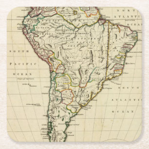 South America with boundaries outlined Square Paper Coaster