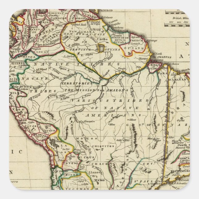 South America with boundaries outlined Square Sticker (Front)