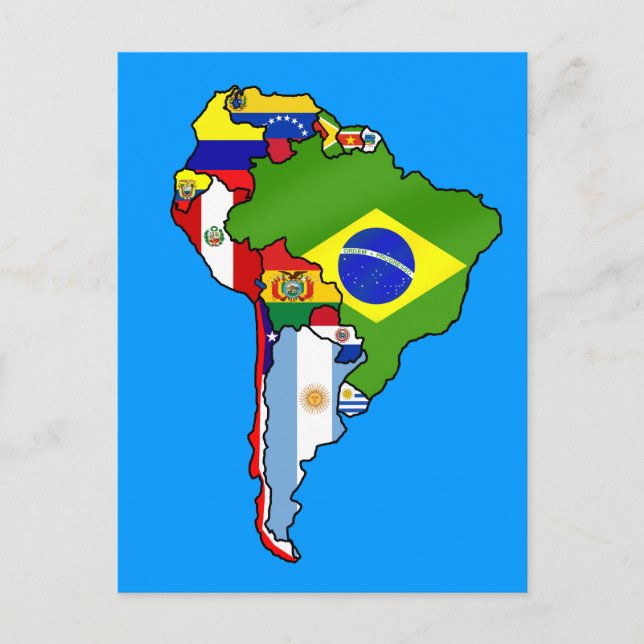 South American flags of South America flag Map Postcard (Front)