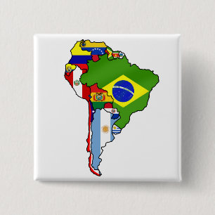 South American flags of South America Map 2 Inch Square Button