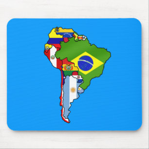 South American flags of South America Map Mouse Pad