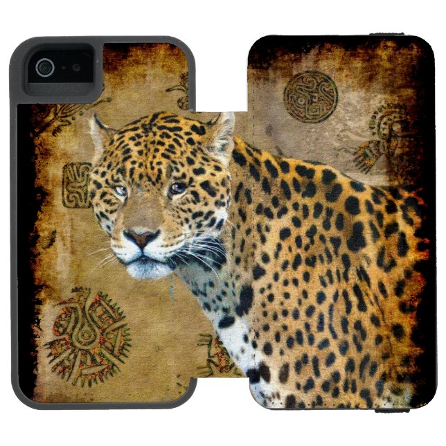 South American Jaguar at Temple of Caracal Incipio iPhone Wallet Case (Folio Open)
