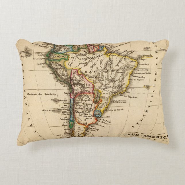 South American Map Accent Pillow (Front)
