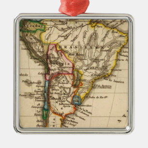 South American Map Metal Ornament