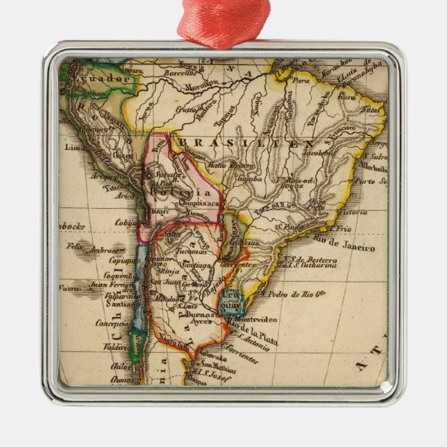 South American Map Metal Ornament (Front)