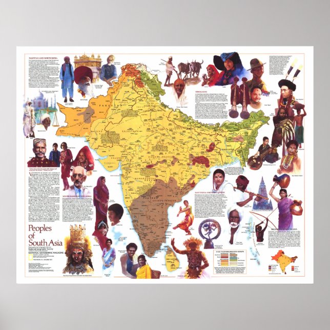 " South Asia: 1984 Peoples and Culture map ... Poster (Front)