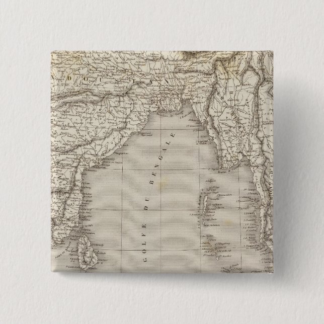 South Asia, India 2 Inch Square Button (Front)