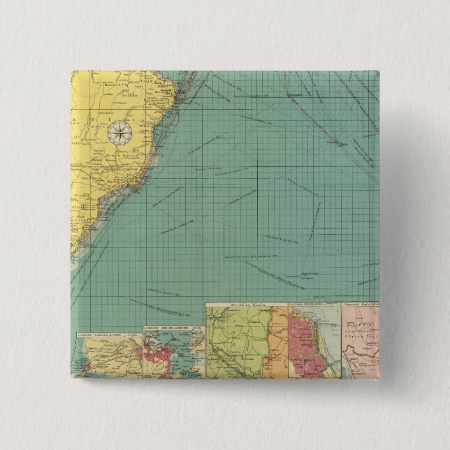 South Atlantic Ocean 2 Inch Square Button (Front)