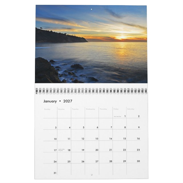 South Bay Sunsets Calendar (Jan 2027)