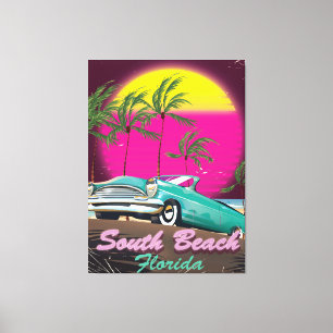 South Beach Florida vintage travel print