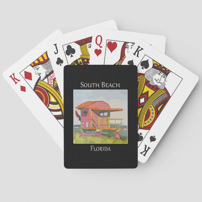 South Beach Lifeguard Tower in Miami Florida  Playing Cards (Back)