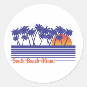South Beach Miami Classic Round Sticker